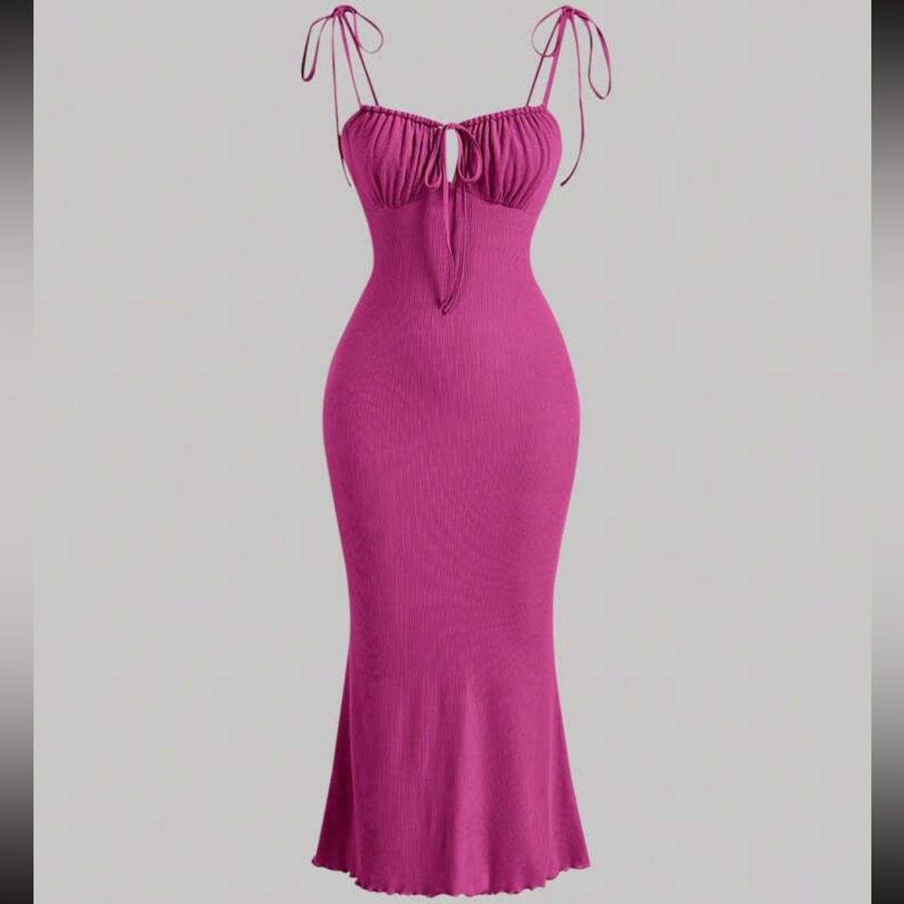 New Sexy Pink Cami Midi Dress
